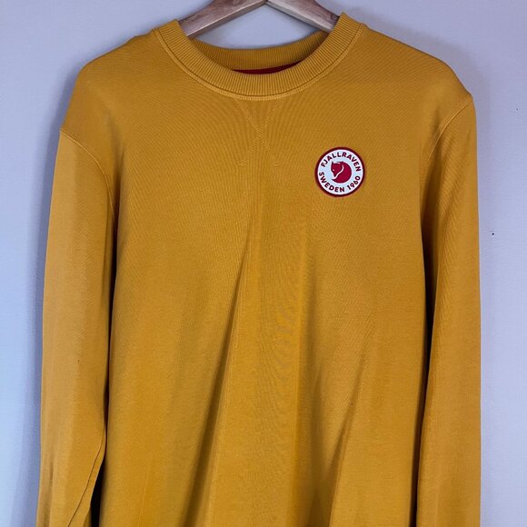 Fjallraven 1960 Logo Badge Sweater Mens Medium Yellow - Picture 1 of 5